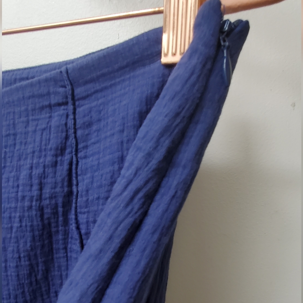 Anthropologie Maeve Preppy Blue Cotton Blend Wide Leg Ankle Pants Size 6 - Picture 4 of 11